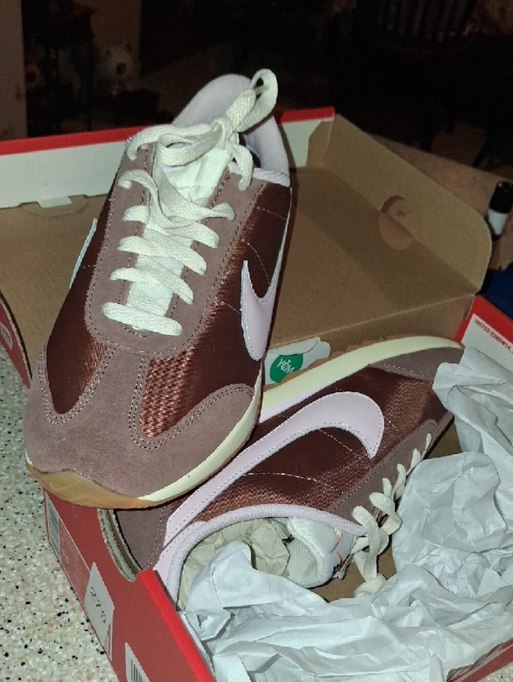 Nike Brown Suede Sneakers with Light Pink Swoosh - Picture 3 of 9